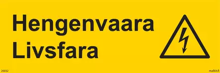 Hengenvaara-Livsfara Alumiini 300 x 120 mm - Sähköalan kilvet - 72240 - 1