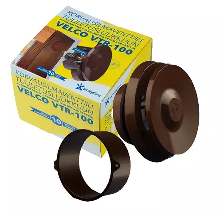 Korvausilmaventtiili puiseen tuuletusluukkuun VTR-100R ruskea - Ilmanvaihtotarvikkeet - 62620 - 1