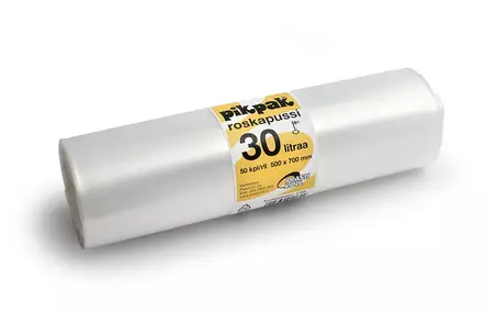 Roskapussi 30 L kirkas LD Plastiroll 1756, 50 kpl/rll, 20 rll/ltk - Jätesäkit, Roskapussit - 5780 - 1