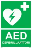 AED defibrillaattori tekstillä tarra 200 x 300 mm - Ensiapukilvet - 73580 - 1