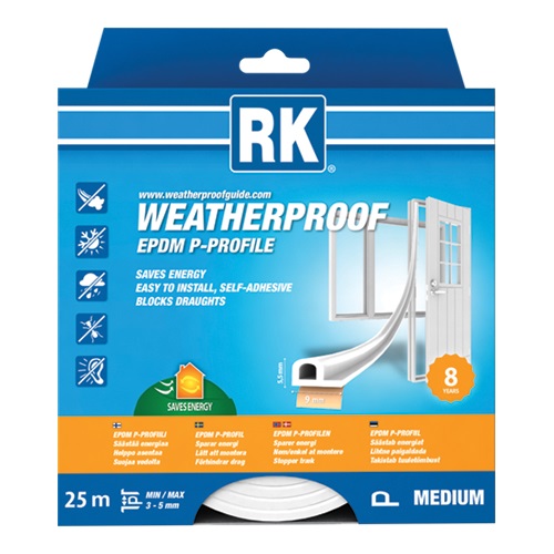 Ikkuna- ja ovitiiviste P-profiili 9 x 5,5 mm - Ikkunatarvikkeet, vetimet, saranat - 68960 - 1