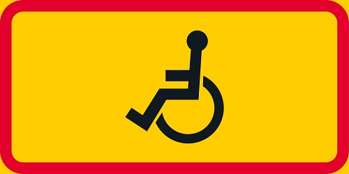 Invalidin ajoneuvo lisäkilpi H12.7a liikennemerkkialumiini R1 400 x 200 mm - Liikennemerkin lisäkilvet - 68090 - 1