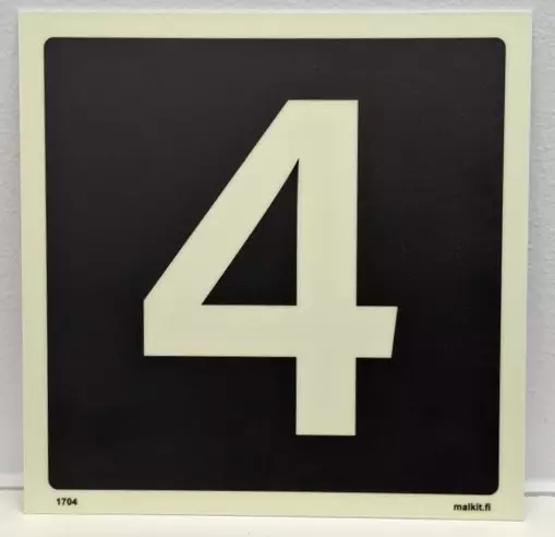 Kerrosnumero 6 jälkivalaiseva musta / vaalea numero muovi 200 x 200 mm - Jälkivalaisevat kyltit - 75620 - 1