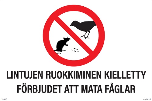 Lintujen ruokkiminen kielletty lintu + rotta symbolilla opaste - Kieltokilvet - 66740 - 1