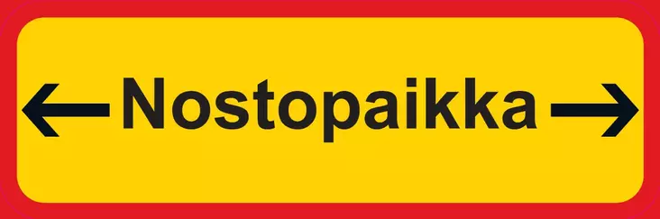 Nostopaikka + nuolet sivuille lisäkilpi liikennemerkkialumiini R1 600 x 200 mm - Liikennemerkin lisäkilvet - 70010 - 1