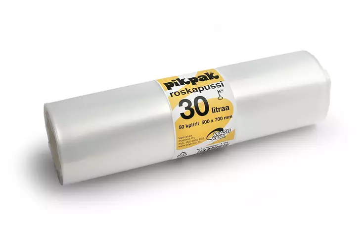 Roskapussi 30 L kirkas LD Plastiroll 1756, 50 kpl/rll, 20 rll/ltk - Jätesäkit, Roskapussit - 5780 - 1