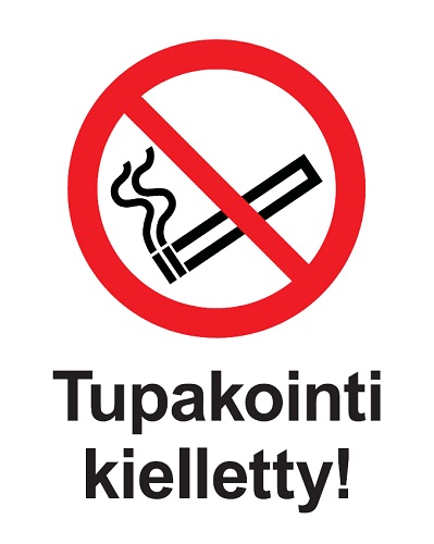 Tupakointi kielletty symboli + teksti opaste - Kieltokilvet - 65390 - 1