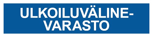 Ulkoiluvälinevarasto tarra 200 x 50 mm - Kiinteistökilvet - 67180 - 1