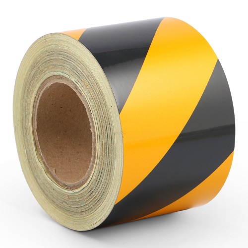 Varoitusteippi heijastava kelta-musta 100 mm / 45 m - Varoituskilvet - 4650 - 1