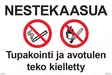 Nestekaasua tupakointi ja avotulenteko kielletty muovi 300 x 200 mm - Kieltokilvet - 66591 - 1