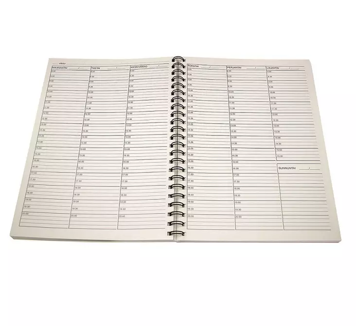 Ajanvarauskirja A4 24 kk kierre musta - Sauna, Pukuhuone, Pesutupa - 55881 - 1