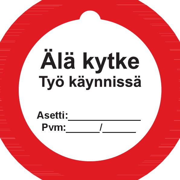 Älä kytke Työ käynnissä muovi 2-puol 100 x 100 mm 5 kpl pussi - Sähköalan kilvet - 72461 - 1