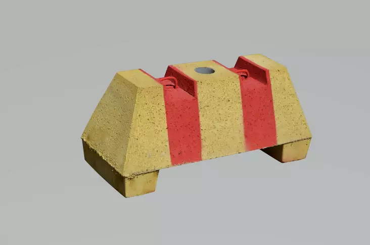 Betoniporsas puna / keltainen läpivärjätty 200 kg - Liikennemerkkien kiinnikkeet - 70121 - 1