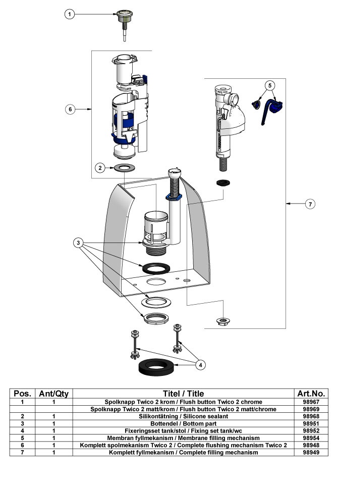 Huuhteluventtiilin pohjaosa 98951 Svedbergs - Svedbergs varaosat - 71711 - 1