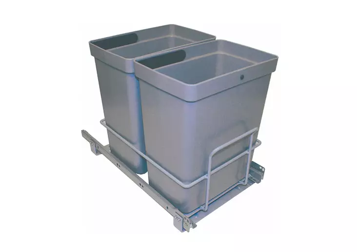 Jätelajitteluvaunu 2 x 10 L sankoa harmaa - Astiakaapin tarvikkeet, Jätevaunut - 4431 - 1