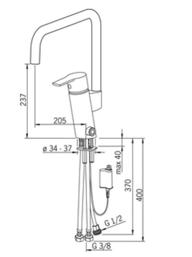 Keittiöhana Oras Cubista perukoneventtiilillä 2839F-Y - Oras hanat - 64551 - 1