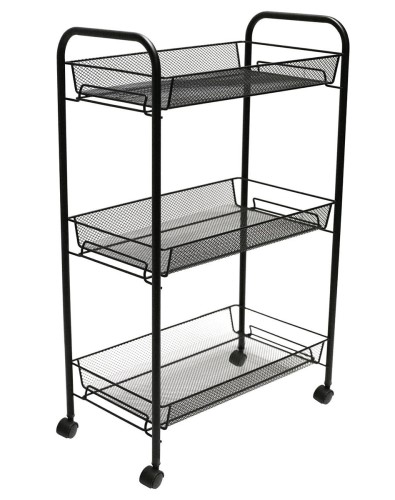 Korivaunu teräs 48 x 27 x 78 cm musta - Peilikaapit, allaskaapit ja tarvikkeet - 67821 - 1