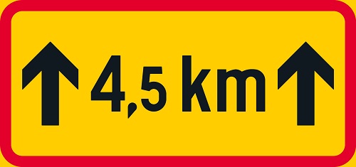 Liikennemerkin lisäkilpi Vaikutusalueen pituus H3a - Liikennemerkin lisäkilvet - 68081 - 1