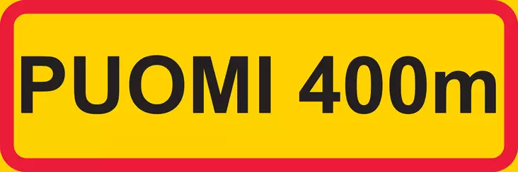 Puomi 400m lisäkilpi liikennemerkkialumiini R1 600 x 200 mm - Liikennemerkin lisäkilvet - 70041 - 1