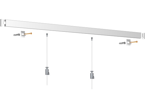 Seinäkiskosetti Easy taulunripustukseen 200 cm valkoinen alumiini - Lankakorit, laatikot - 61961 - 1