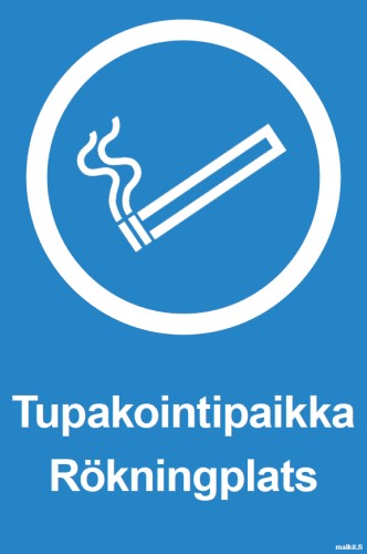 Tupakointipaikka symbolilla 2-kielinen FI-SV opaste - Ohjekilvet - 69771 - 1