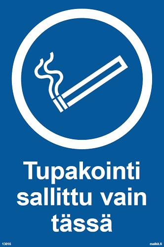Tupakointi sallittu vain tässä tarra 200 x 300 mm - Ohjekilvet - 71651 - 1
