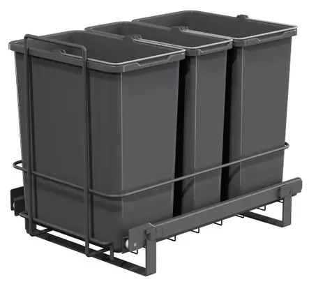 Jätelajitteluvaunu LM 65/3 3 sankoa antrasiitti - Astiakaapin tarvikkeet, Jätevaunut - 55082 - 1