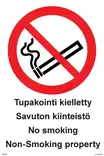 Tupakointi kielletty Savuton kiinteistö suomi-englanti muovi 200 x 300 mm - Kieltokilvet - 70002 - 1