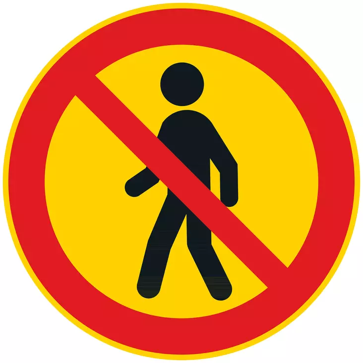 Jalankulku kielletty C13 liikennemerkkialumiini R1 640 mm - Kielto- ja rajoitusmerkit - 71432 - 1