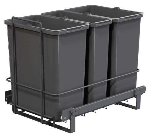 Jätelajitteluvaunu LM 65/3 3 sankoa antrasiitti - Astiakaapin tarvikkeet, Jätevaunut - 55082 - 1