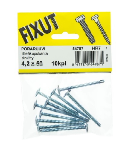 Litteäkupukantainen poraruuvi 4,2x50 mm 10 kpl / pss - Ruuvit, Tulpat - 3512 - 1