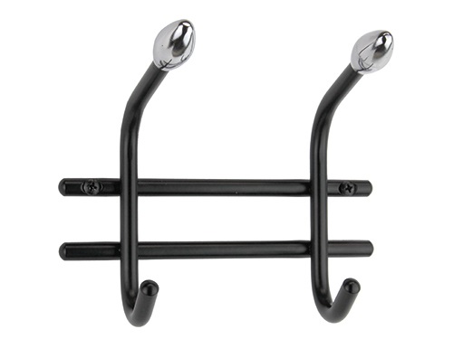 Vaatenaulakko 2 koukkua 15 x 5,5 x 14 cm musta / kromi - Naulakot, Säilytyskoukut - 66542 - 1