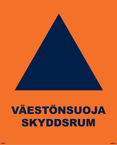 Väestönsuojan tunnus kolmio kaksikielinen FI-SV opaste - Väestönsuojan opasteet - 66572 - 1
