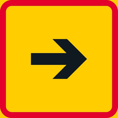 Vaikutusalue nuolen suuntaan H10a lisäkilpi liikennemerkkialum. R1 400 x 400 mm - Liikennemerkin lisäkilvet - 68082 - 1