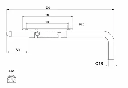 Järeä työntösalpa / maasalpa 500 mm sinkitty - Ovitarvikkeet, lukot, ovikellot - 74723 - 2