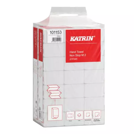 Käsipyyhe Katrin Non-Stop M2 valkoinen 2-kertainen 101153 21pkt / sk - WC- paperit, Käsipyyhkeet, Annostelijat - 75873 - 1