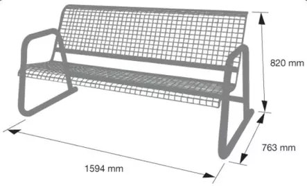 Penkki teräsritilä 1594 mm sinkitty - Penkit - 69713 - 2