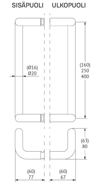 Vedinpari Abloy Presto 138 alumiini hopea 250 mm - Ovitarvikkeet, lukot, ovikellot - 76263 - 2