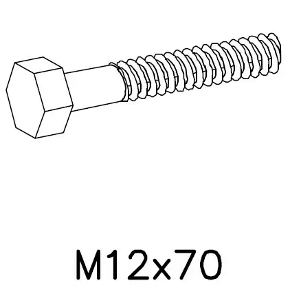 Kuusiokoloruuvi M12 x 70 mm 909142 Lappset varaosa - Leikkivälineiden varaosat - 75803 - 1