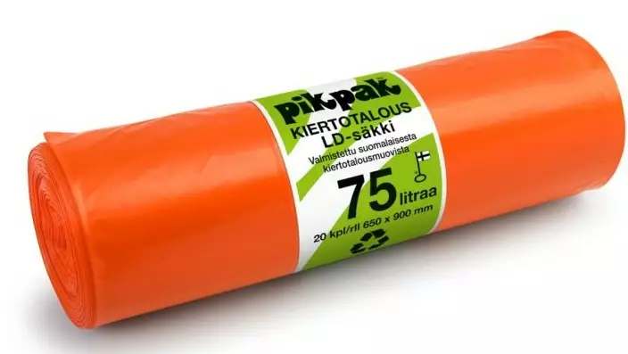 Jätesäkki 75 L oranssi LD Plastiroll 2107 20 kpl/rll, 10 rll/ltk - Jätesäkit, Roskapussit - 5783 - 1