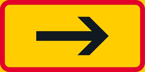 Kohde nuolen suunnassa H2.1a lisäkilpi liikennemerkkialumiini R1 400 x 200 mm - Liikennemerkin lisäkilvet - 68073 - 1