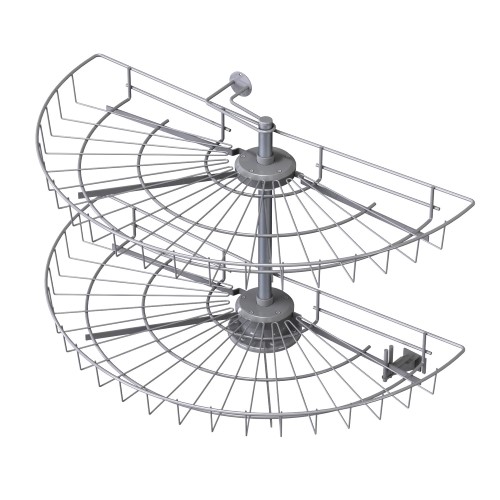 Kulmakaruselli 1/2-pyöreä LM 224 680 mm hopea - Kiintokalusteiden tarvikkeet - 66643 - 1