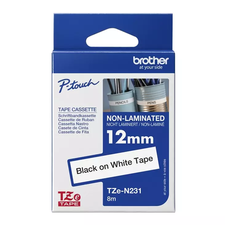Merkintänauha Brother P-touch TZe-N231 ei laminoitu 12 mm valkoinen / musta - Irtonumerot, irtokirjaimet, dymot - 76443 - 1