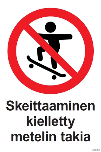 Skeittaaminen kielletty metelin takia muovi 200 x 300 mm - Kieltokilvet - 68343 - 1