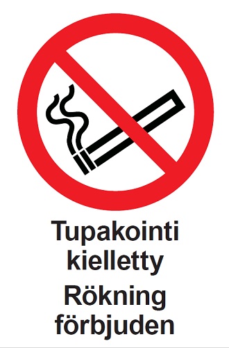 Tupakointi kielletty 2-kielinen FI - SV opaste - Kieltokilvet - 65223 - 1