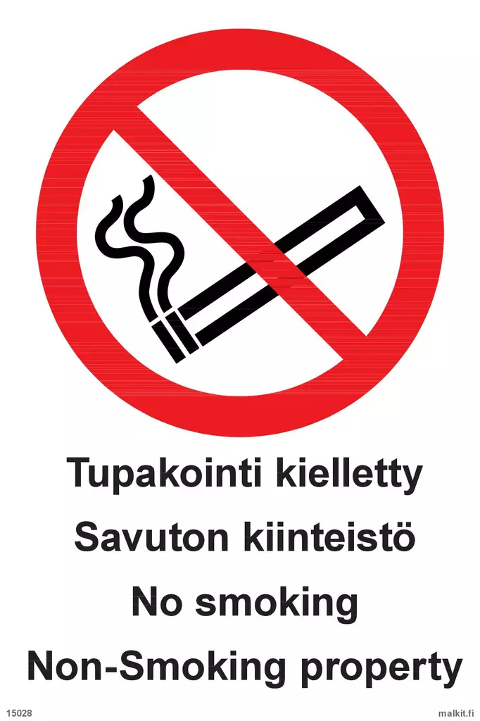 Tupakointi kielletty Savuton kiinteistö suomi-englanti kerrosalumiini 200 x 300 - Kieltokilvet - 70003 - 1