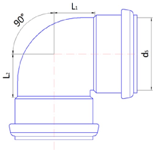 Viemäröintiputken Ht+ muhvikulma 32 x 88,5 ast - Ilmanvaihtotarvikkeet - 1243 - 1