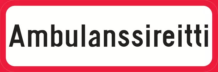 Ambulanssireitti lisäkilpi liikennemerkkialumiini R1 600 x 200 mm - Liikennemerkin lisäkilvet - 70044 - 1