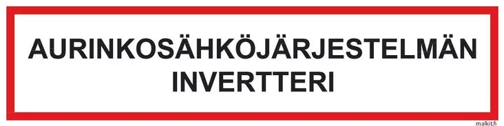 Aurinkosähköjärjestelmän invertteri muovi 200 x 50 mm - Paloalan kilvet - 72114 - 1