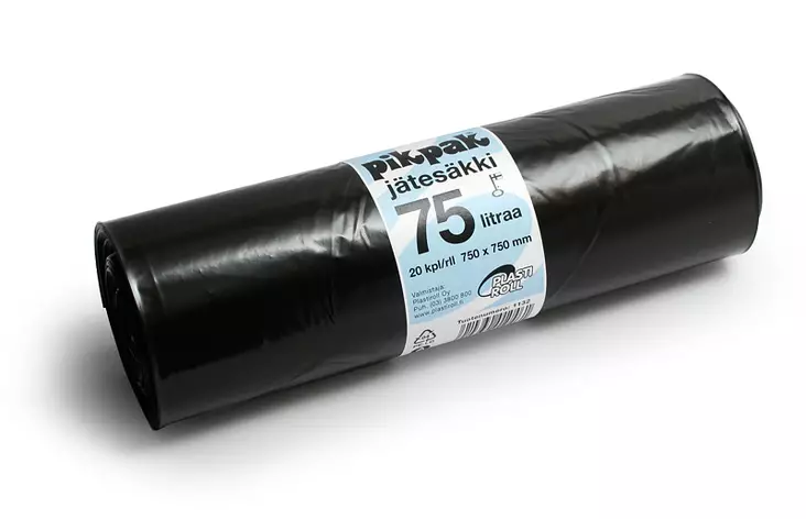 Jätesäkki 75 L musta Plastiroll 1132 20 kpl/rll, 15 rll/ltk - Jätesäkit, Roskapussit - 5774 - 1
